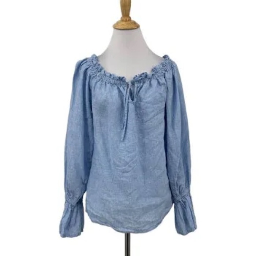 NWOT Saks Fifth Avenue Women's Ruffle Hem Long Sleeve- SIZE LARGE